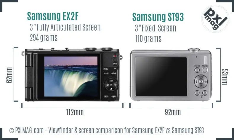 Samsung EX2F vs Samsung ST93 Screen and Viewfinder comparison Samsung EX2F vs Samsung ST93 Screen and Viewfinder comparison