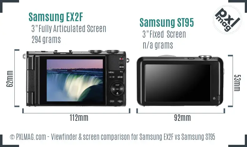 Samsung EX2F vs Samsung ST95 Screen and Viewfinder comparison