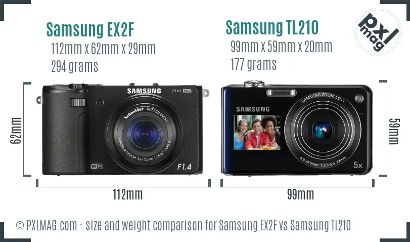 Samsung EX2F vs Samsung TL210 size comparison Samsung EX2F vs Samsung TL210 size comparison
