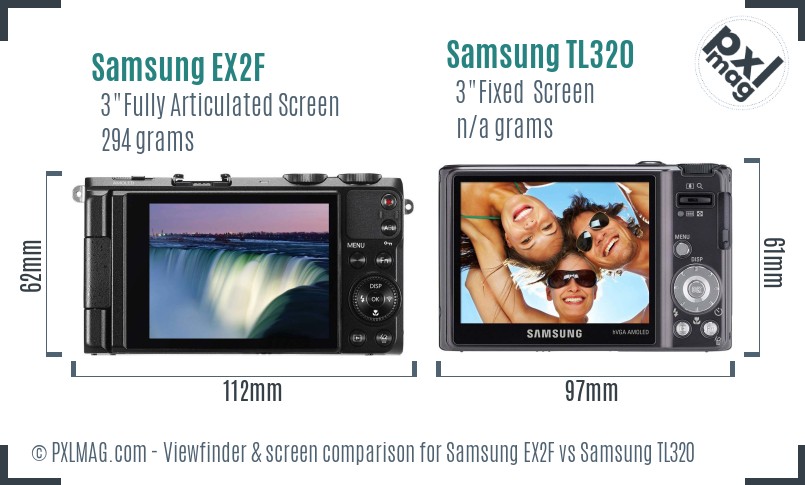Samsung EX2F vs Samsung TL320 Screen and Viewfinder comparison