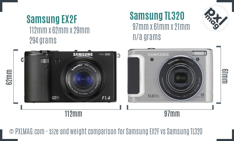 Samsung EX2F vs Samsung TL320 size comparison Samsung EX2F vs Samsung TL320 size comparison