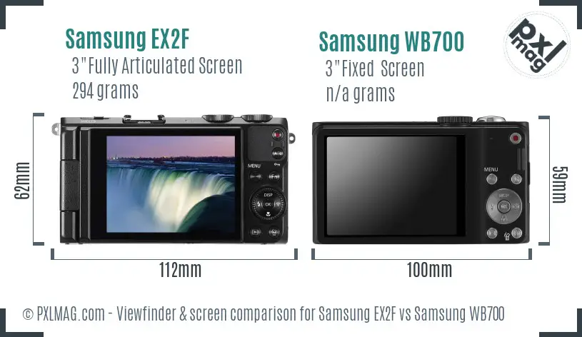 Samsung EX2F vs Samsung WB700 Screen and Viewfinder comparison