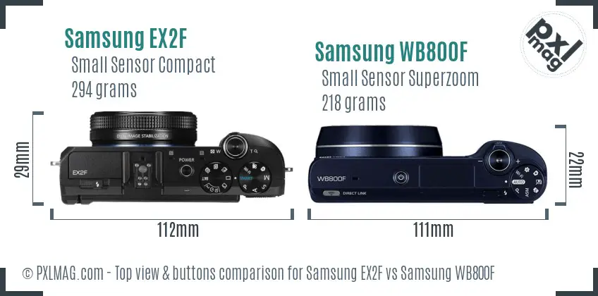 Samsung EX2F vs Samsung WB800F top view buttons comparison