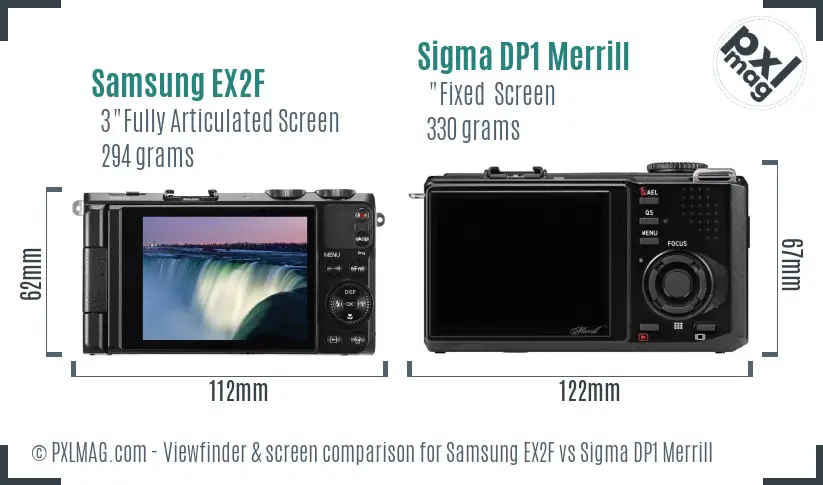 Samsung EX2F vs Sigma DP1 Merrill Screen and Viewfinder comparison Samsung EX2F vs Sigma DP1 Merrill Screen and Viewfinder comparison