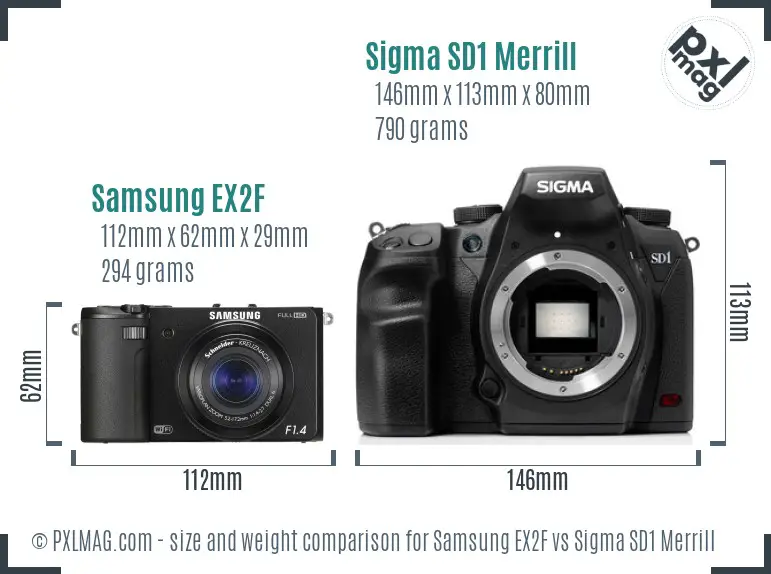 Samsung EX2F vs Sigma SD1 Merrill size comparison