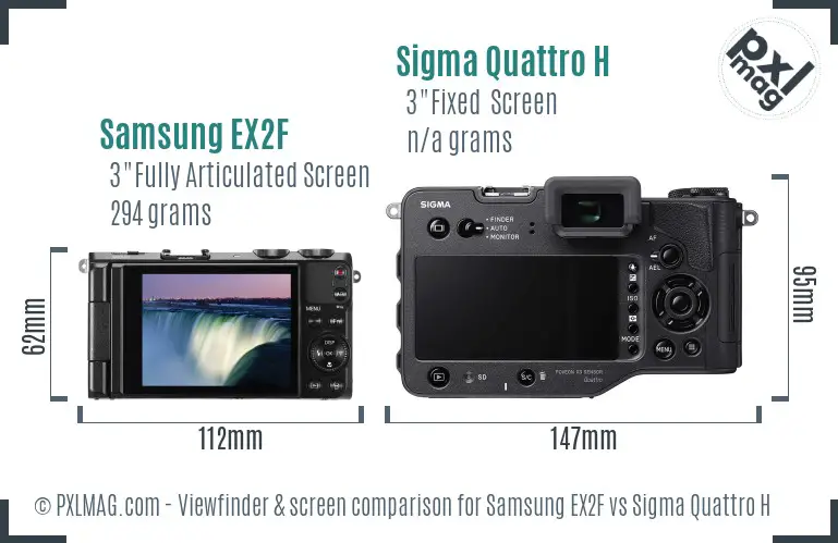 Samsung EX2F vs Sigma Quattro H Screen and Viewfinder comparison