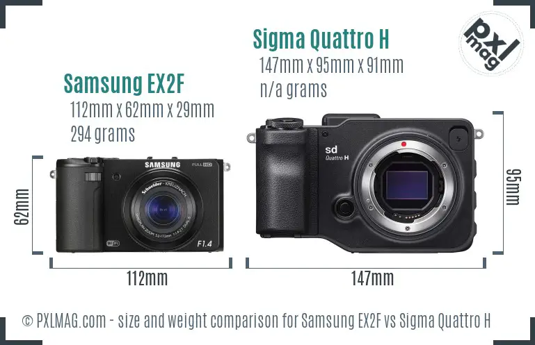 Samsung EX2F vs Sigma Quattro H size comparison