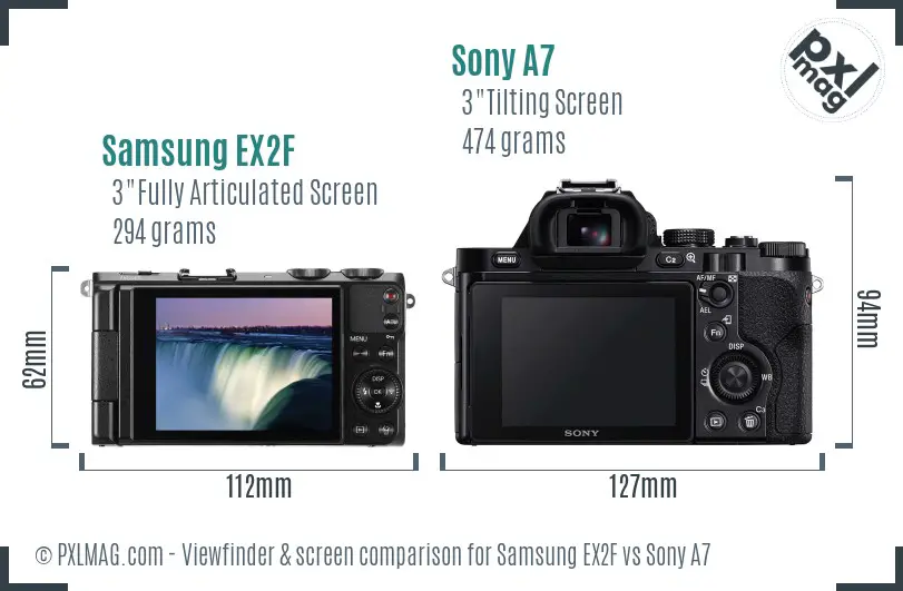 Samsung EX2F vs Sony A7 Screen and Viewfinder comparison