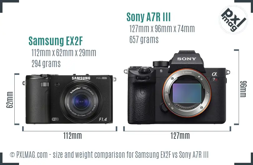 Samsung EX2F vs Sony A7R III size comparison