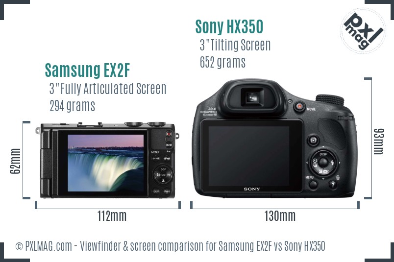 Samsung EX2F vs Sony HX350 Screen and Viewfinder comparison Samsung EX2F vs Sony HX350 Screen and Viewfinder comparison