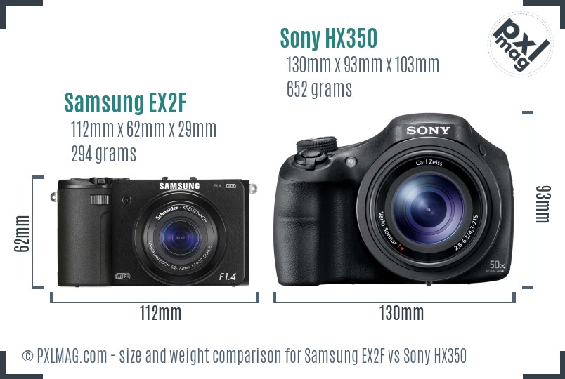 Samsung EX2F vs Sony HX350 size comparison Samsung EX2F vs Sony HX350 size comparison