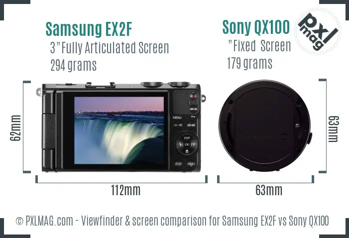 Samsung EX2F vs Sony QX100 Screen and Viewfinder comparison Samsung EX2F vs Sony QX100 Screen and Viewfinder comparison