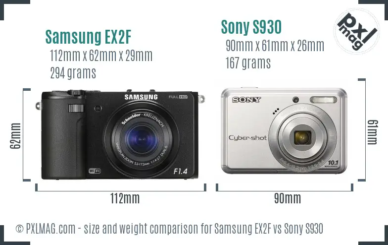 Samsung EX2F vs Sony S930 size comparison