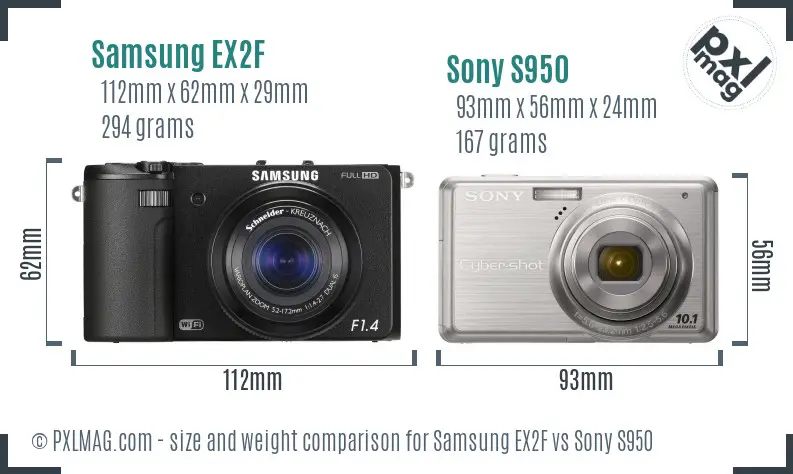 Samsung EX2F vs Sony S950 size comparison
