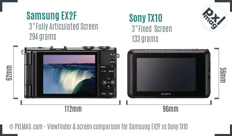 Samsung EX2F vs Sony TX10 Screen and Viewfinder comparison