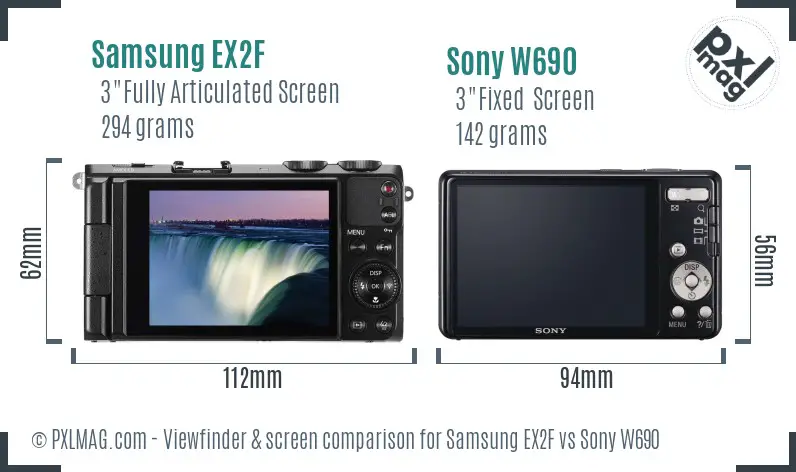 Samsung EX2F vs Sony W690 Screen and Viewfinder comparison