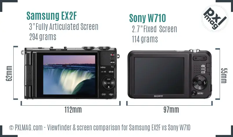 Samsung EX2F vs Sony W710 Screen and Viewfinder comparison