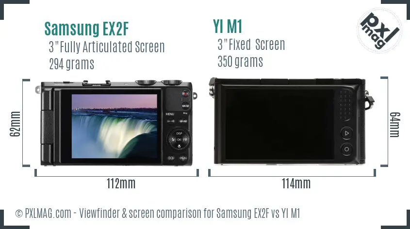 Samsung EX2F vs YI M1 Screen and Viewfinder comparison