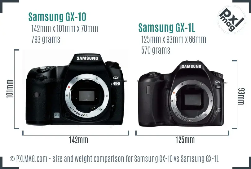 Samsung GX-10 vs Samsung GX-1L size comparison