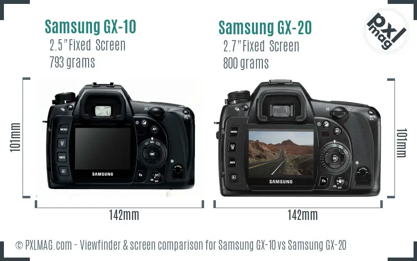 Samsung GX-10 vs Samsung GX-20 Screen and Viewfinder comparison