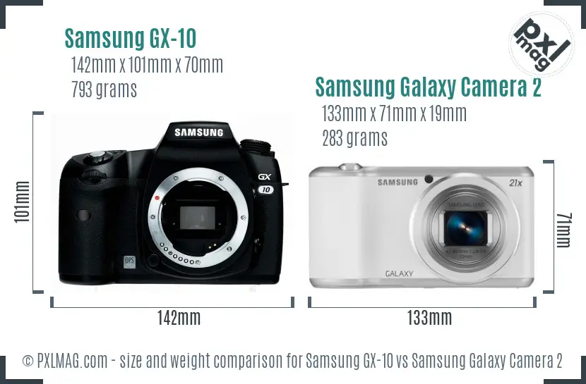 Samsung GX-10 vs Samsung Galaxy Camera 2 size comparison