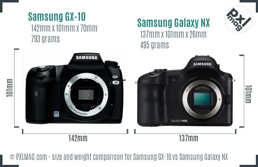 Samsung GX-10 vs Samsung Galaxy NX size comparison