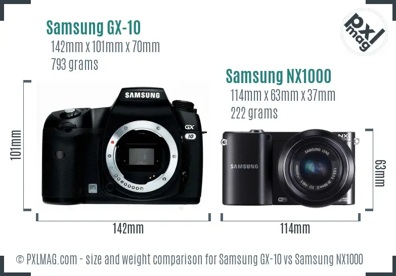 Samsung GX-10 vs Samsung NX1000 size comparison