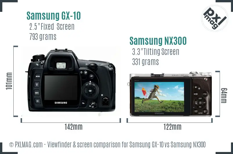 Samsung GX-10 vs Samsung NX300 Screen and Viewfinder comparison
