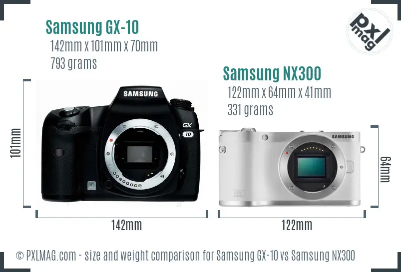 Samsung GX-10 vs Samsung NX300 size comparison