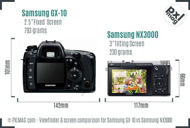 Samsung GX-10 vs Samsung NX3000 Screen and Viewfinder comparison