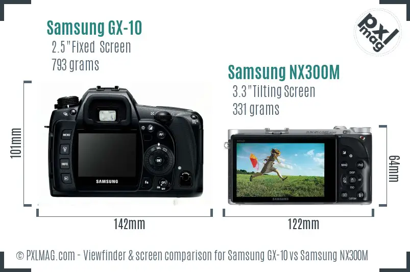 Samsung GX-10 vs Samsung NX300M Screen and Viewfinder comparison