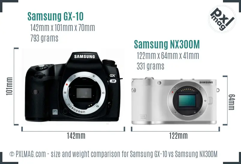 Samsung GX-10 vs Samsung NX300M size comparison