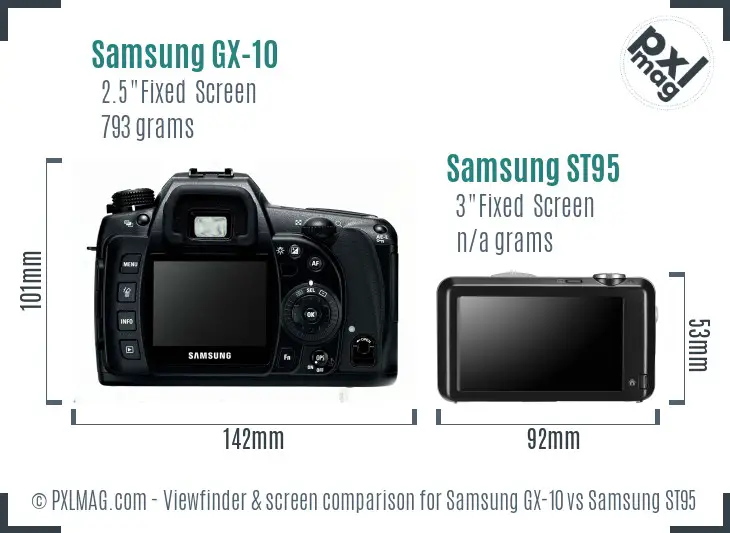 Samsung GX-10 vs Samsung ST95 Screen and Viewfinder comparison
