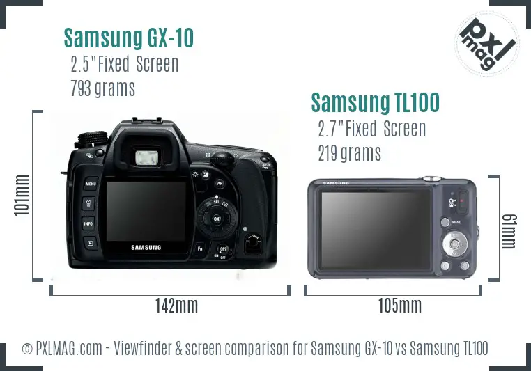 Samsung GX-10 vs Samsung TL100 Screen and Viewfinder comparison