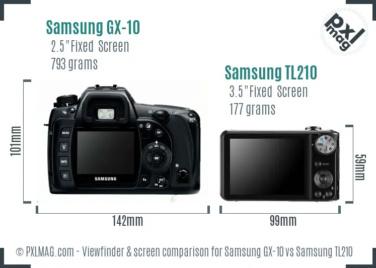 Samsung GX-10 vs Samsung TL210 Screen and Viewfinder comparison Samsung GX-10 vs Samsung TL210 Screen and Viewfinder comparison