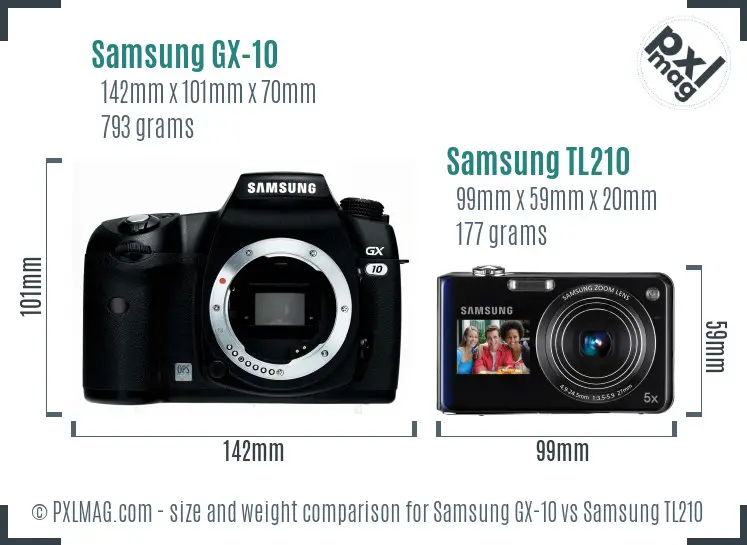 Samsung GX-10 vs Samsung TL210 size comparison Samsung GX-10 vs Samsung TL210 size comparison