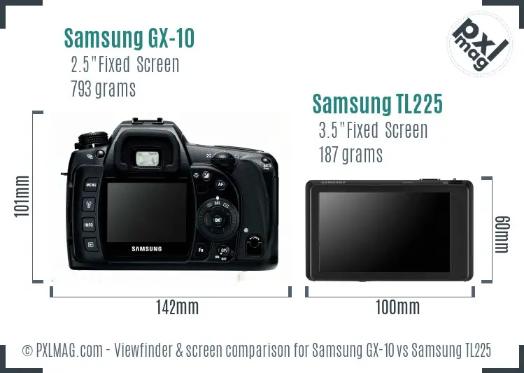 Samsung GX-10 vs Samsung TL225 Screen and Viewfinder comparison