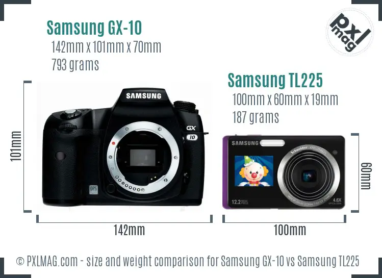 Samsung GX-10 vs Samsung TL225 size comparison