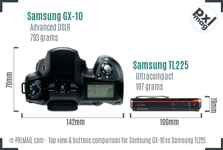 Samsung GX-10 vs Samsung TL225 top view buttons comparison