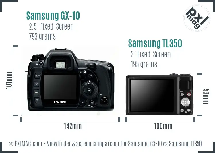 Samsung GX-10 vs Samsung TL350 Screen and Viewfinder comparison