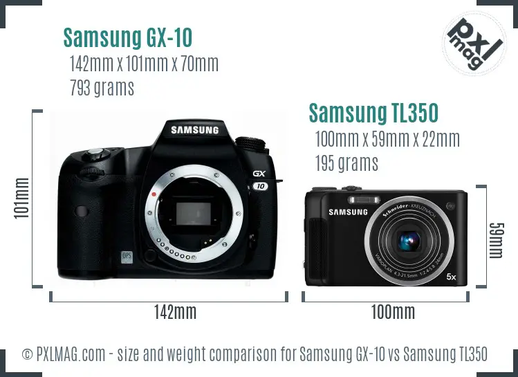 Samsung GX-10 vs Samsung TL350 size comparison