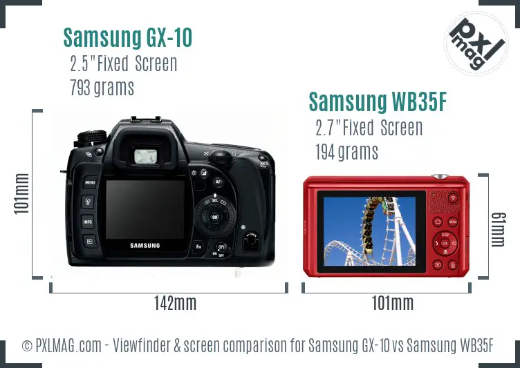 Samsung GX-10 vs Samsung WB35F Screen and Viewfinder comparison
