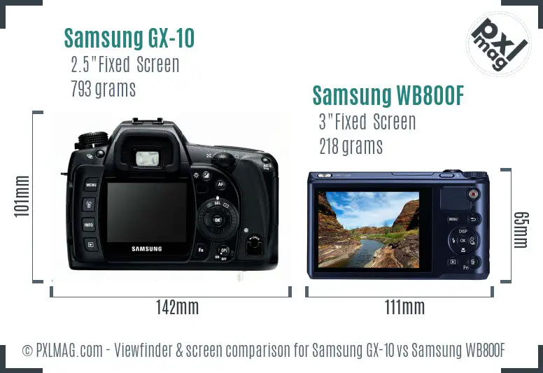 Samsung GX-10 vs Samsung WB800F Screen and Viewfinder comparison