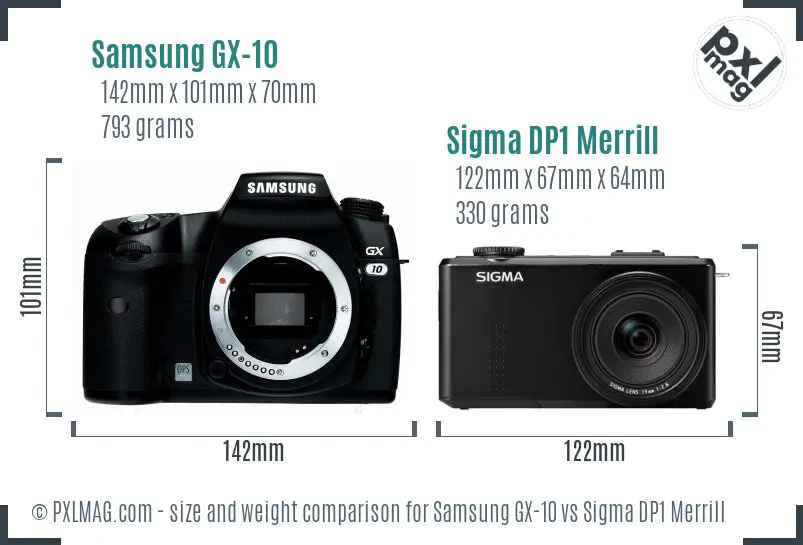 Samsung GX-10 vs Sigma DP1 Merrill size comparison
