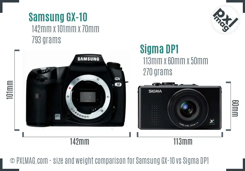 Samsung GX-10 vs Sigma DP1 size comparison