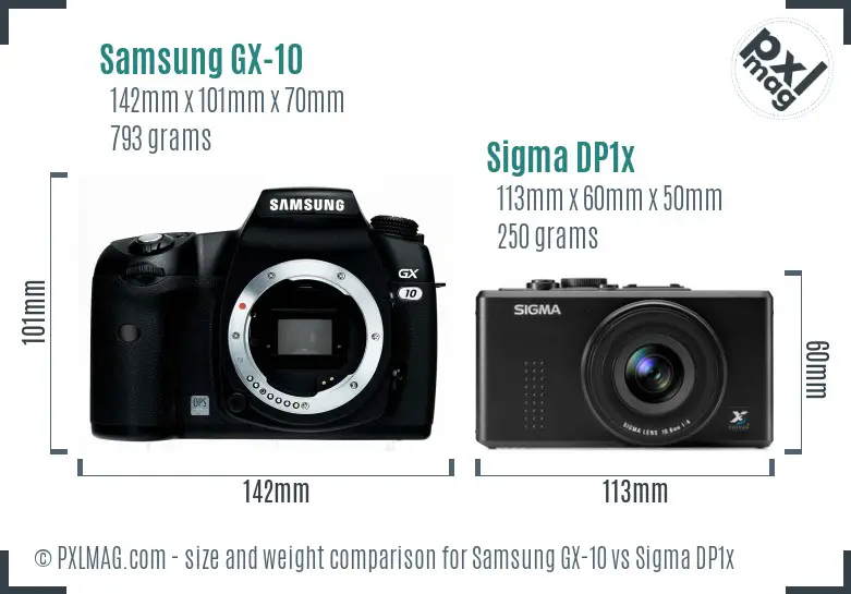 Samsung GX-10 vs Sigma DP1x size comparison