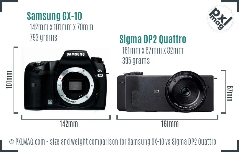 Samsung GX-10 vs Sigma DP2 Quattro size comparison