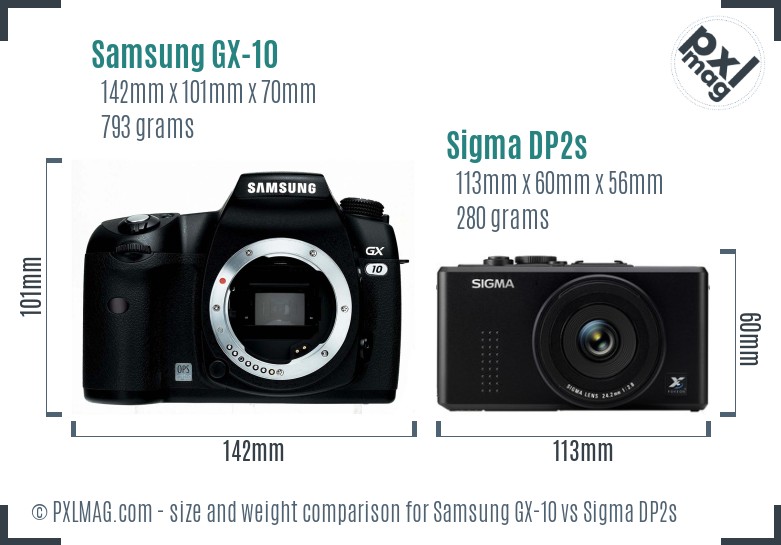 Samsung GX-10 vs Sigma DP2s size comparison