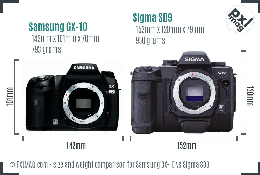 Samsung GX-10 vs Sigma SD9 size comparison