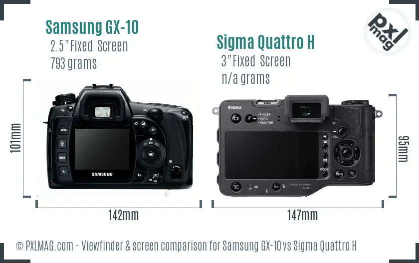 Samsung GX-10 vs Sigma Quattro H Screen and Viewfinder comparison